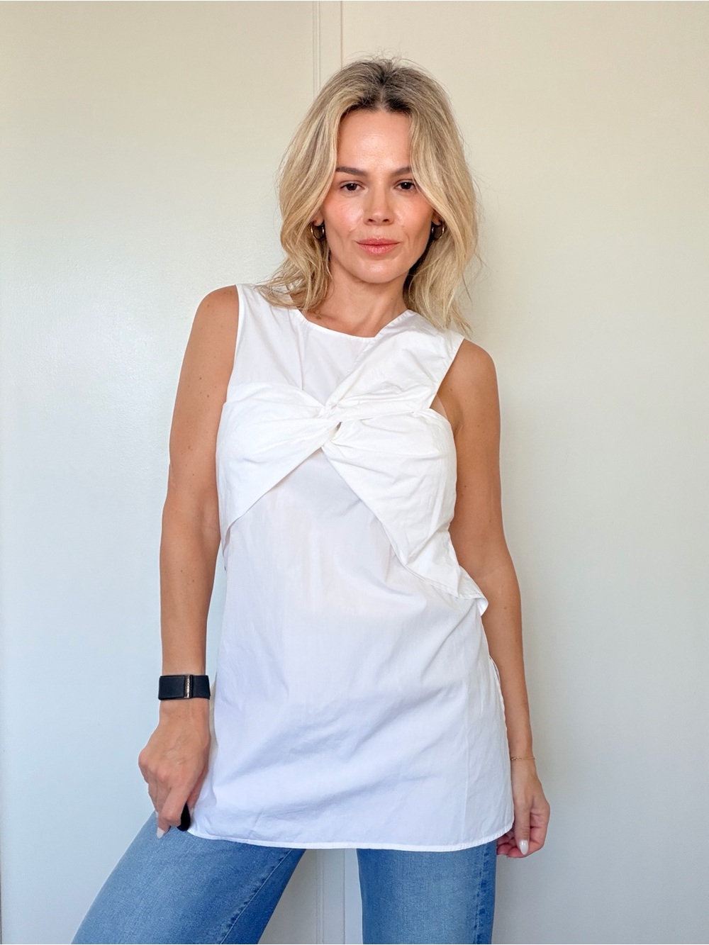 3.1 Phillip Lim White Sleeveless Twist-Front Top